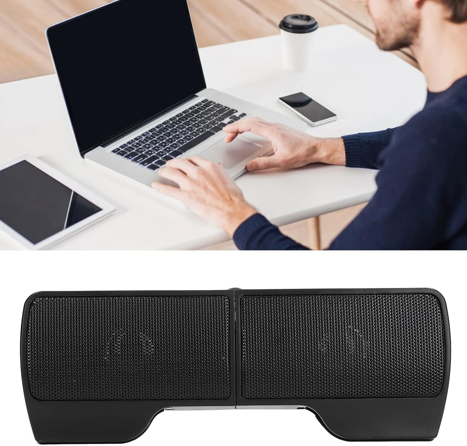 Laptop Speakers,High Sound Quality USB Powered Wired Monitor Soundbar Stereo Sound,Simple Operation Wired Laptop Speaker, for Monitor Notebook Tablets TV image number 3