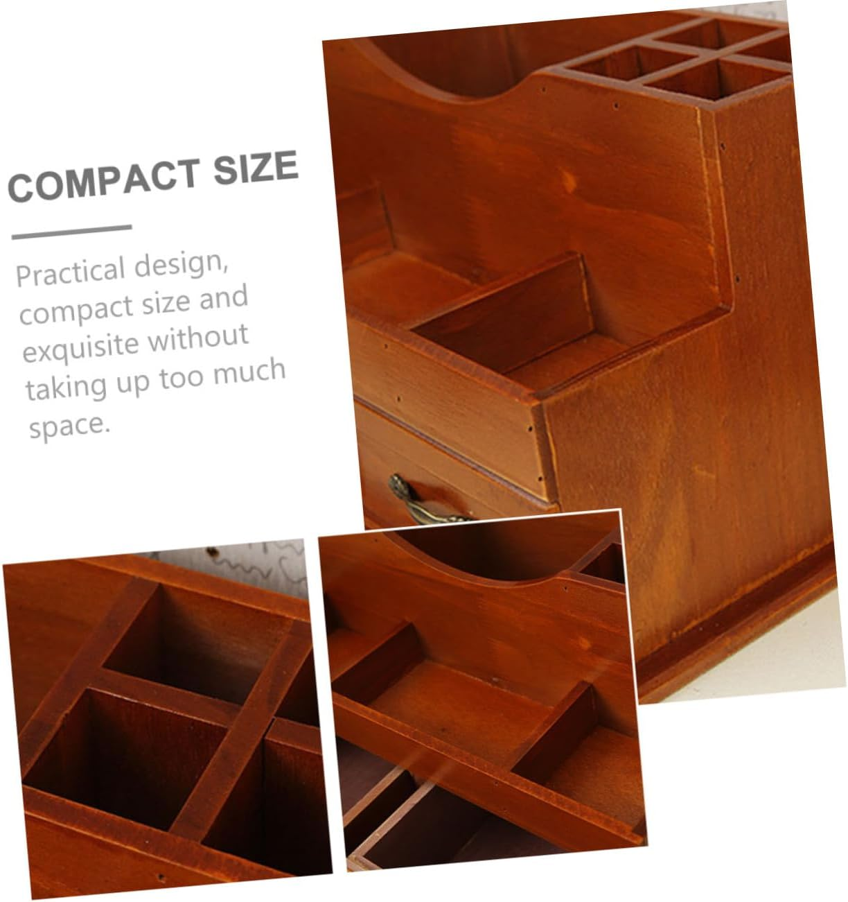 ERINGOGO Vintage Retro Cosmetics Storage Box Drawer, Desktop Wooden Makeup Organizer Container for Skincare and Vanity, Multi-Functional Storage Holder for Home and Office image number 2