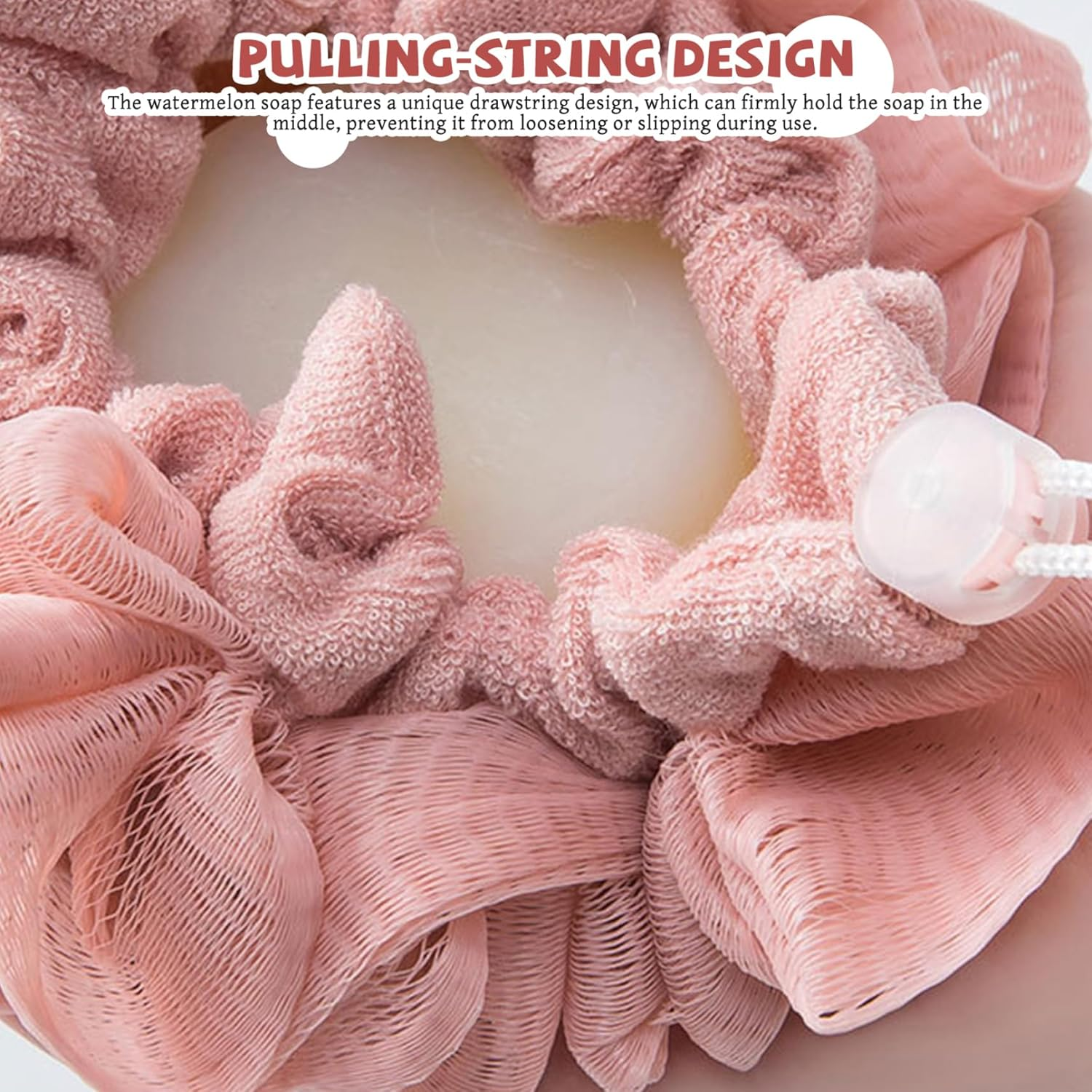 3-Pack Loofah Washcloth Set with Soap Pouch Exfoliating Bath Sponge with Drawstring Dual-Sided for Deepth Cleansing & Smooth Skin (3 Colors) - 3Colors image number 5