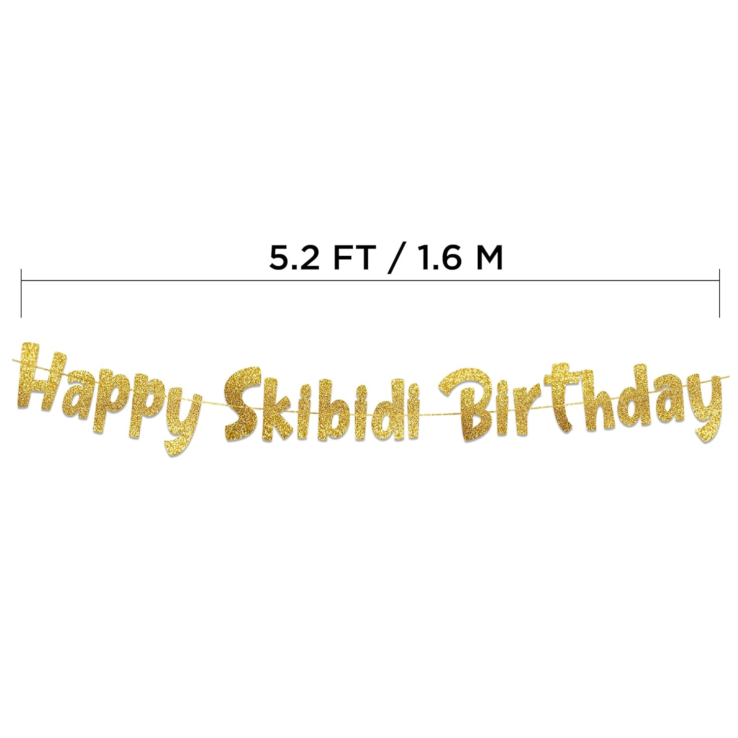 Happy Skibidi Birthday Gold Glitter Banner - Gen Z Slag - Funny Zoomer Birthday Decorations, Favors, Supplies, Ideas and Gifts image number 4