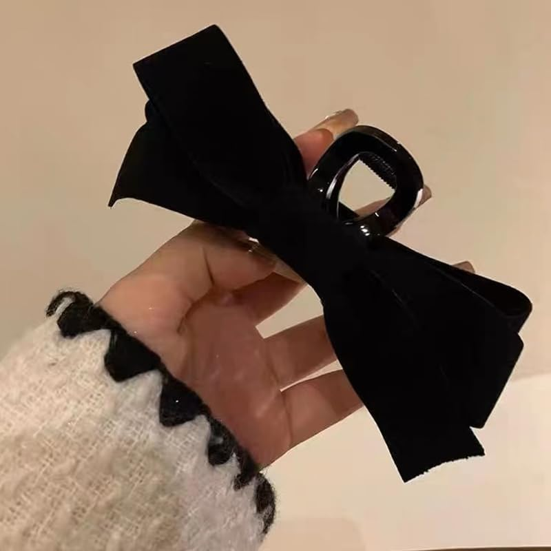 Velvet Bow Claw Clips for Women Bowknot Hair Clip Vintage Bow Hair Barrette for Tin Thick Hair Women Hair Jaw Clips Large Butterfly Clamps for Hair Claw Accessories image number 3