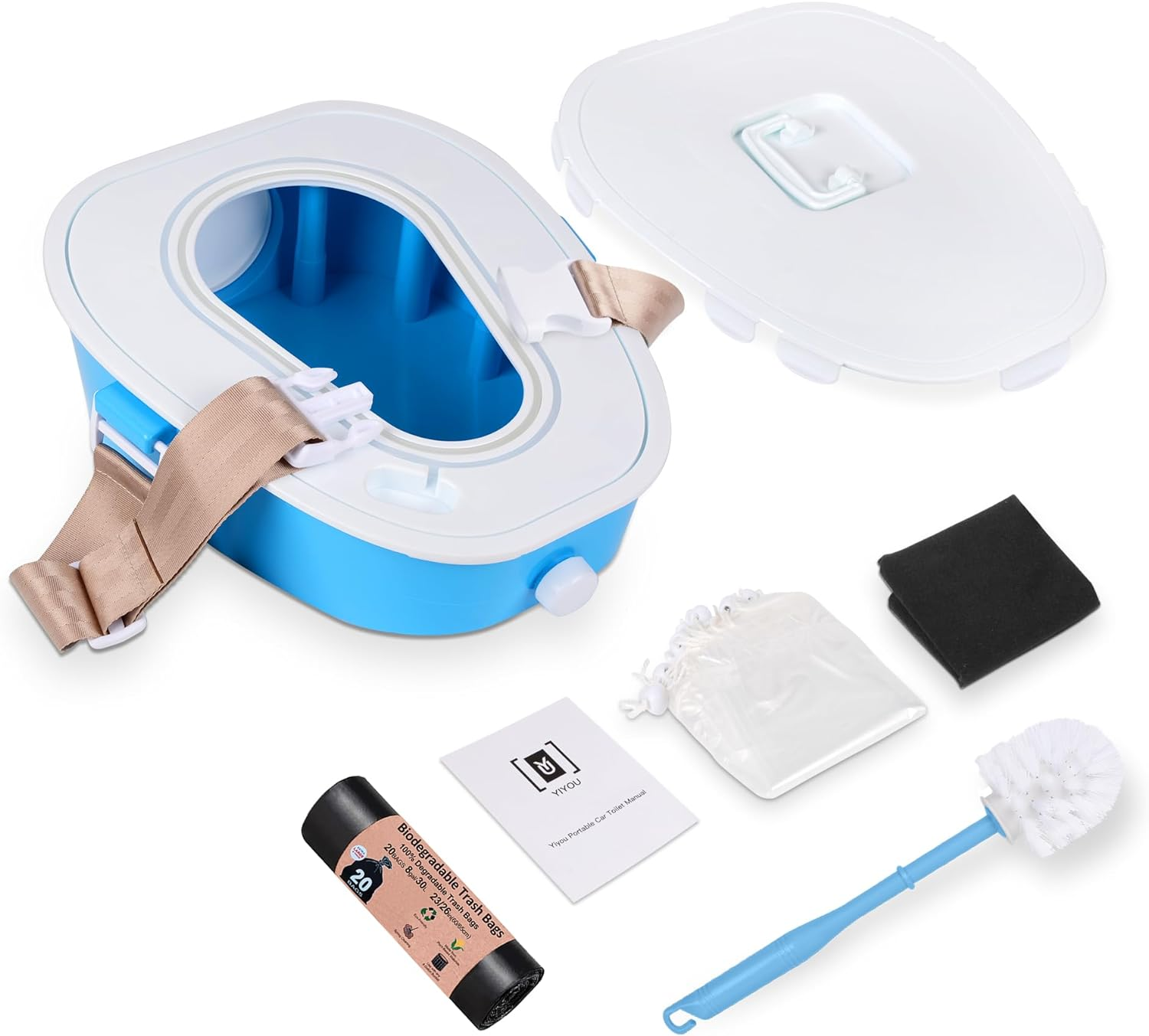 A ARCITON Portable Toilet Car Camping Toilet Indoor & Outdoor Commode,Travel Potty,Portable Toilet for Car,Camping,Hiking,Boating,Long Road Trips,Traffic Jam (Blue) image number 6