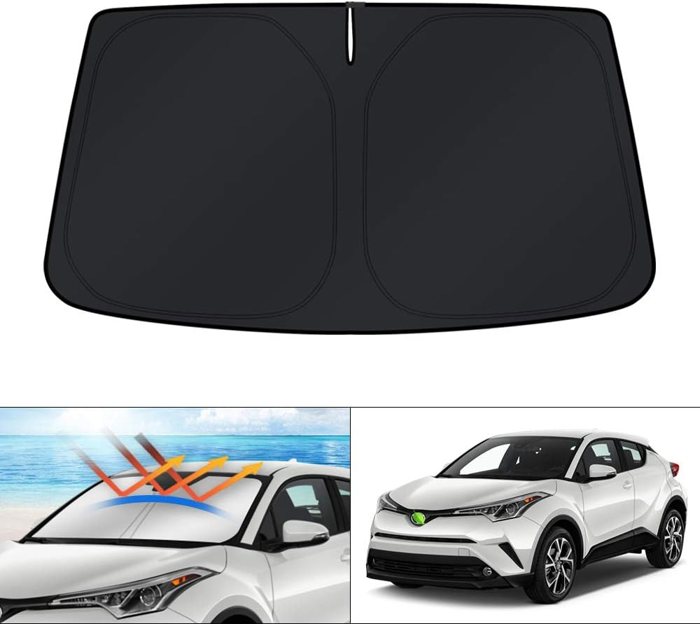 KUST Windshield Sun Shade for Toyota CHR 2018-2023 CH-R Window Cover Sun Visor Foldable Sunscreen Blocks UV Rays Keep Your Car Cooler image number 3