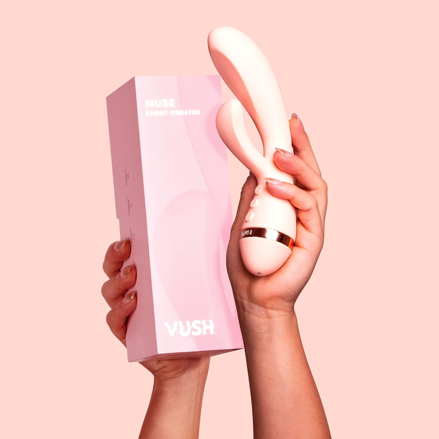 VUSH the Muse Rabbit Vibrator for Women - Flexible External Clitoral Vibration, Swaying Internal Arm, Waterproof, Rechargable (Pink) image number 6