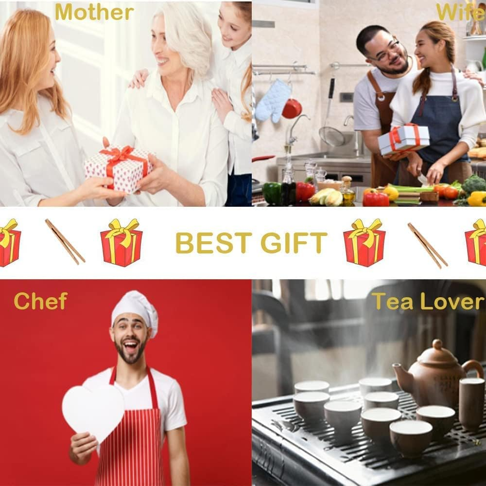 4Pcs Bamboo Toast Tongs - 18Cm/7 Inch Wooden Toaster Tongs with Anti-Slip Design,Reusable Bamboo Toast Tongs,For BBQ Fried Food,Bread,Tea Etc Set of 4,Wood Kitchen Toast Tongs,Wooden Tongs for Toaster image number 3