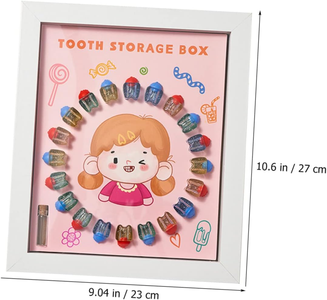 Baby Tooth Keepsake Box Tooth Container for Kids with White Frame Storage Case for Boys and Girls image number 3