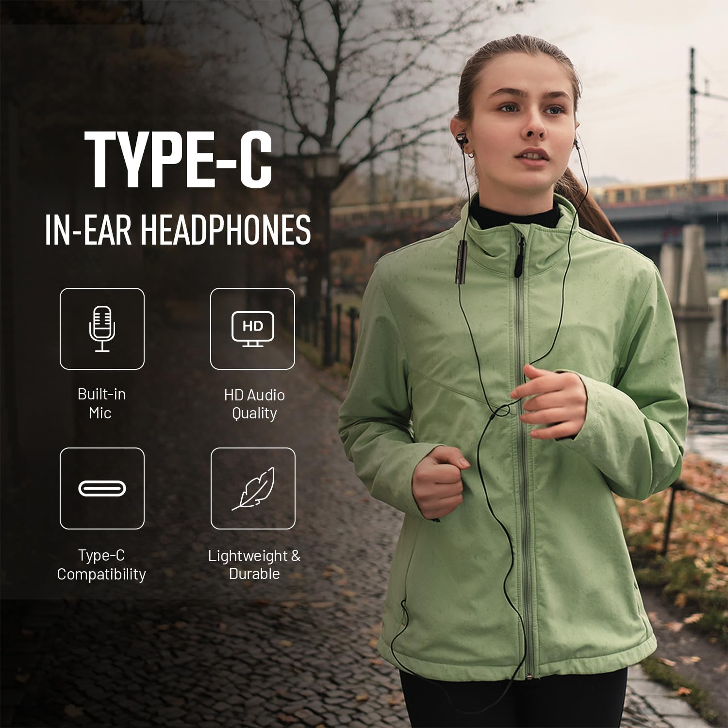 USB C Headphones Wired, In-Ear Type C Earbuds, Earphones with Microphone Volume Control Compatible with Iphone 15/16 Pro Max, Ipad Pro, Samsung Galaxy S25, Google Pixel 9/9 Pro, Huawei, Sony image number 2