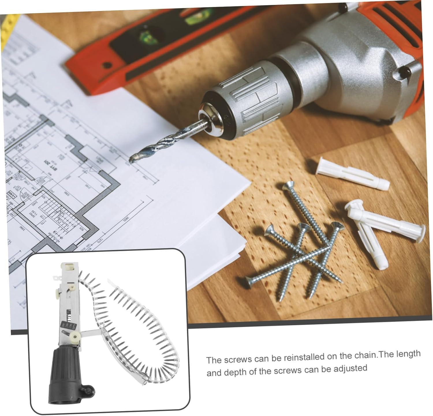 Lithium Battery Chain Screw with Screws Chain Nail Adapter for Woodworking Power Tool Suitable for Home and Workshop Use image number 5