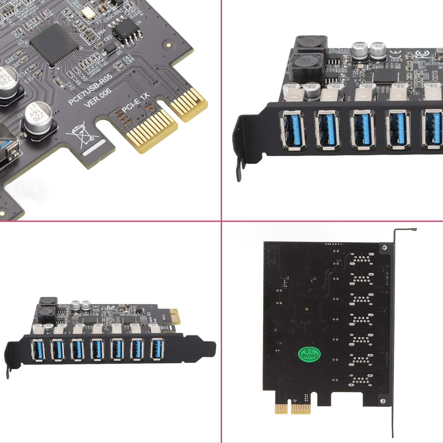 PCIE to USB 3.2 GEN1 7 Port Expansion Card, PCI Express USB Add in Card, Internal USB 3.2 GEN1 7 Port Front Expansion Card for Win XP Win 7 Win 8 Win 10 Win 11 Linux image number 2