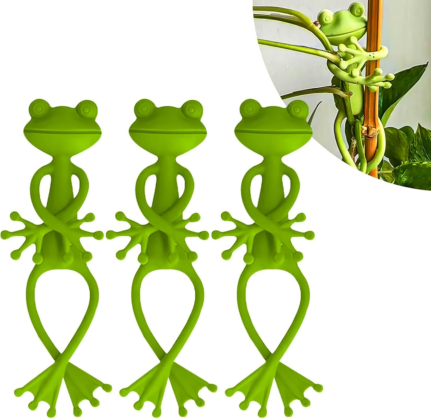 Frog Plant Stand, Green Cute Frog Clip Flowerpot Climbing, Plant Holder Flower Pot Hugger Decorations (5Pcs) image number 2