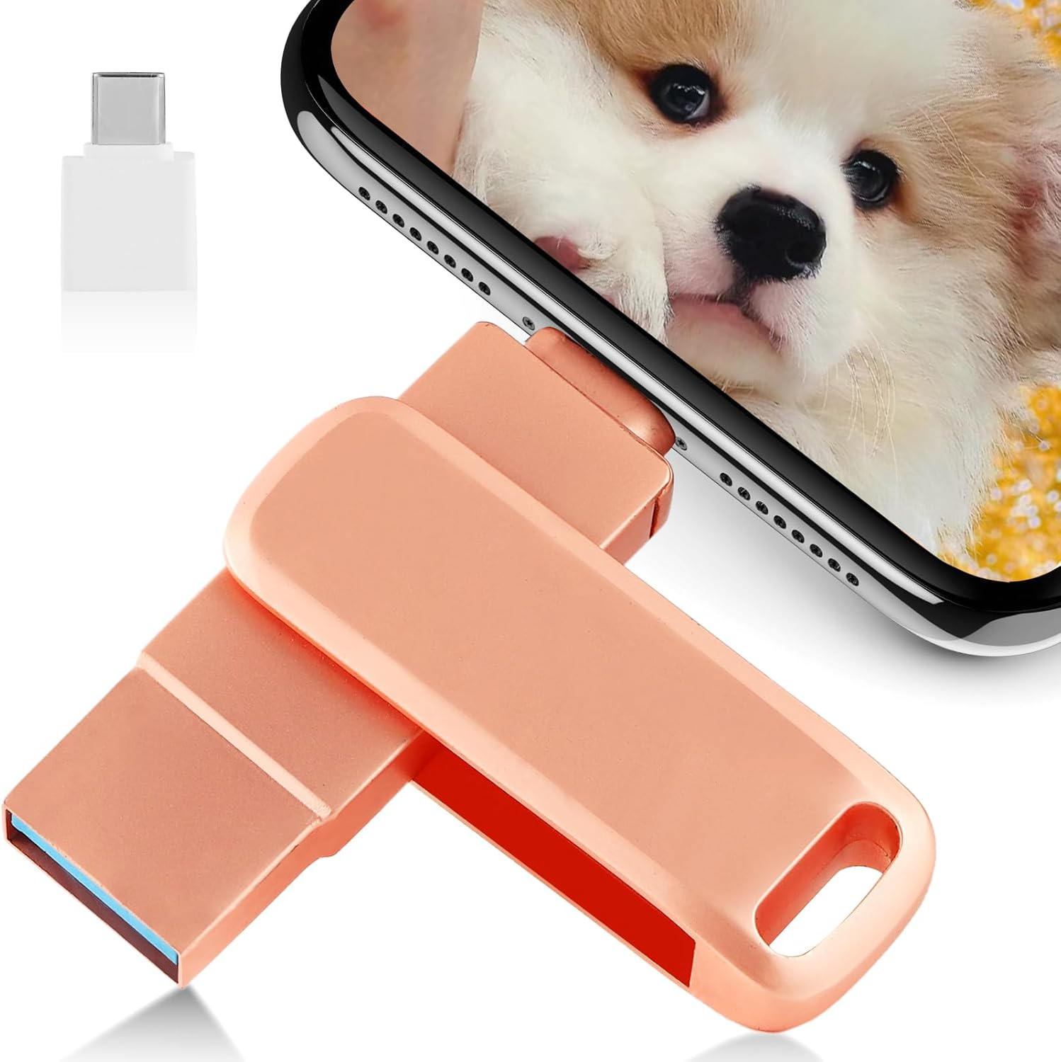 3 in 1 256GB USB Flash Drive for Iphone,Photo Stick,Mfi Certified Iphone Flash Drive Thumb Drive,Usb Memory Stick USB Storage Stick for Iphone 16/15/14/13/12/11/X/XS.../PC/USB C Flash Drives(Pink) image number 6