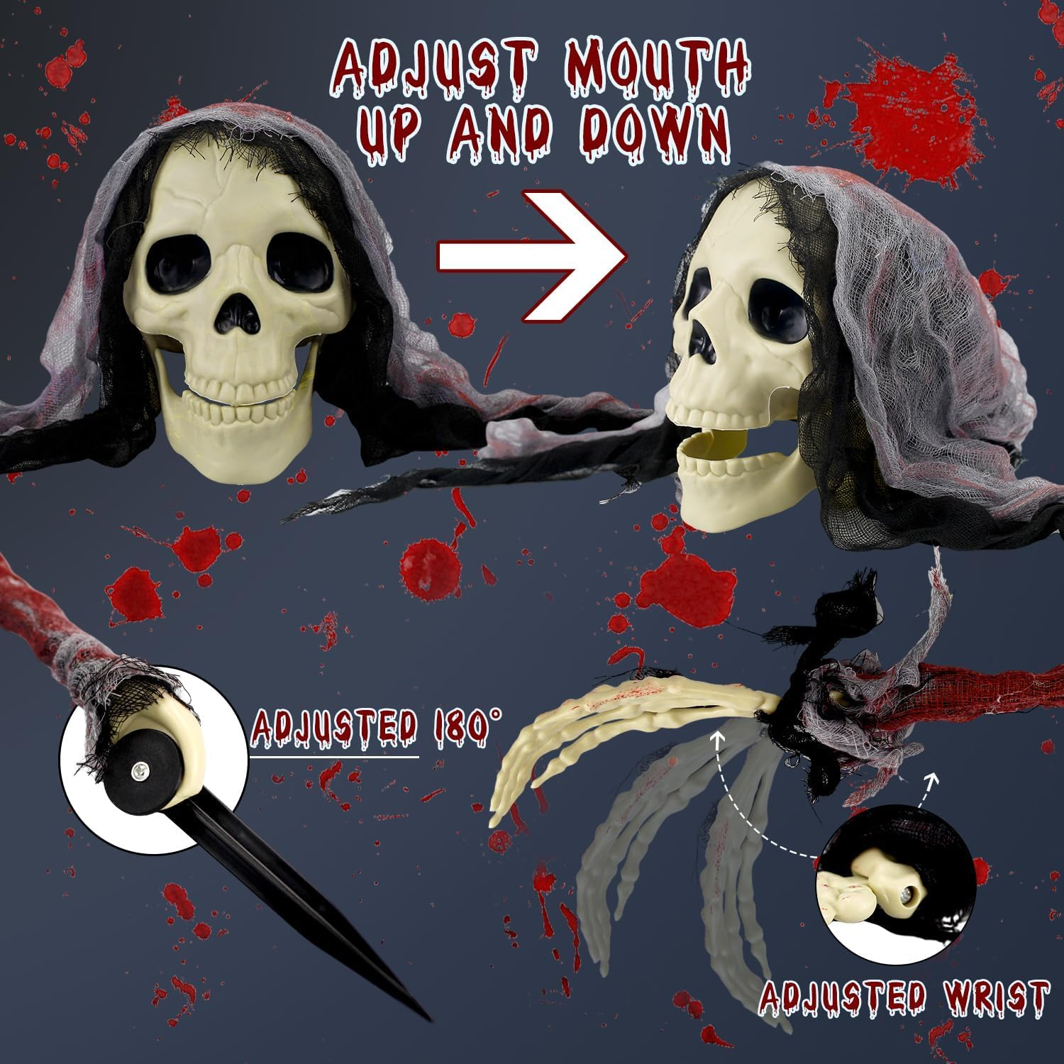 ZATMRA Halloween Decorations Outdoor - Realistic Skeleton Decor for Patio, Lawn, Cemetery, Garden - Scary Indoor and Outdoor Exterieur image number 5