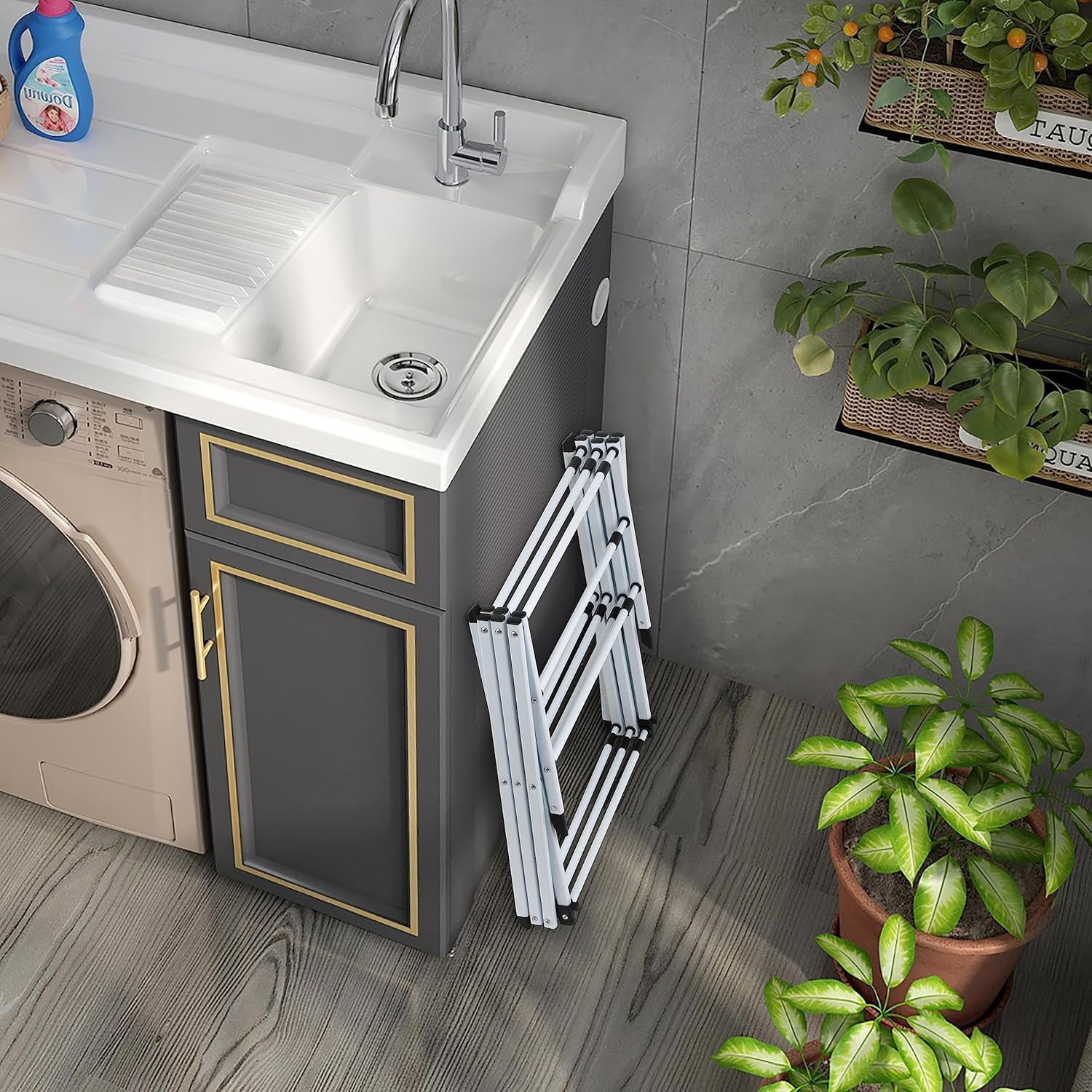 Yunking Pre-Assembled Clothes Drying Rack, 41.3" X 29.5" X 15" Drying Rack Clothing, Expandable Laundry, Towel Rack for Indoor and Outdoor Use, White image number 1