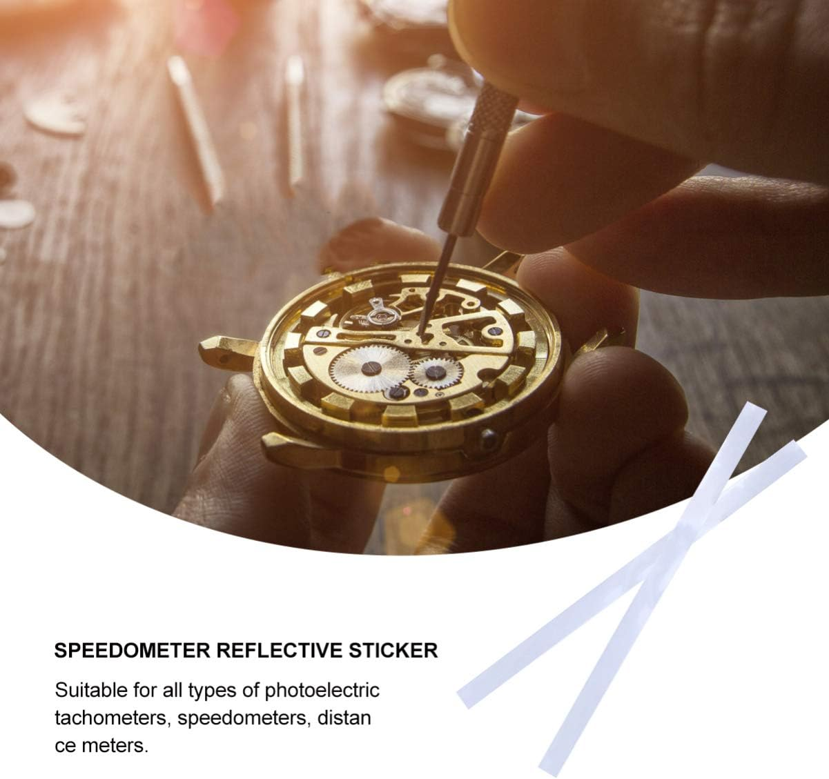 12Pcs Reflective Tape for Tachometer Reflective Stickers Paper for Speedometer Strip Stickers for Digital Photo Tachometers image number 3