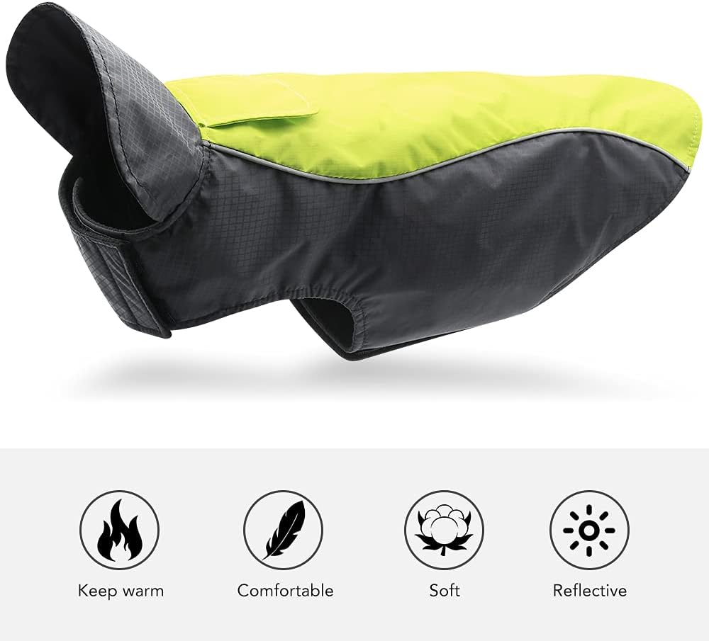 Dog Coats Waterproof-Lightweight Dogs Raincoat Adjustable Vest Reflective Pet Jacket Warm Dog Cloth (Green, X-Large) image number 3