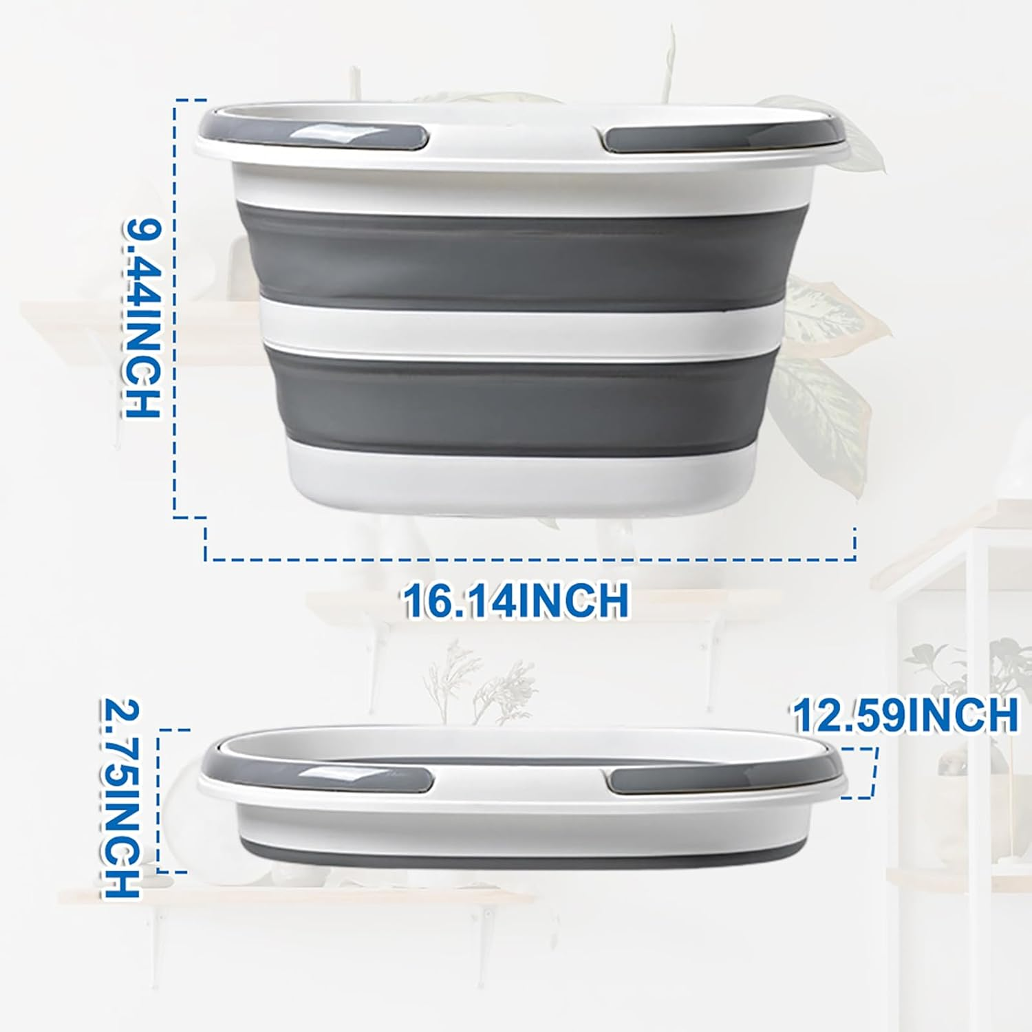 LUPATDY 16L Foldable Bucket, Foldable Mop Bucket with Handles, Portable Silicone Tub, Foldable Cleaning Bucket for Cleaning, Storage, Ideal for Camping, Home and Travel, Grey - Grey image number 6