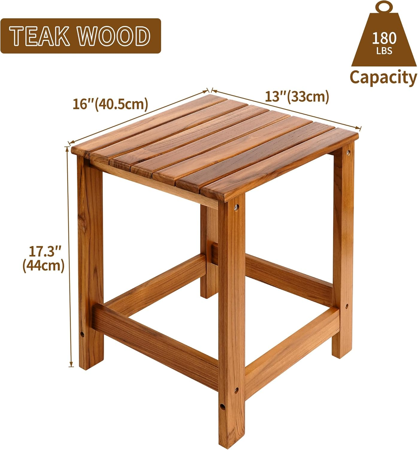Utoplike Teak Outdoor Side Table for Patio, Pool Coffee Accent Table, Wood End Tables for Garden, Backyard, Bed, Living Room, Couch image number 2
