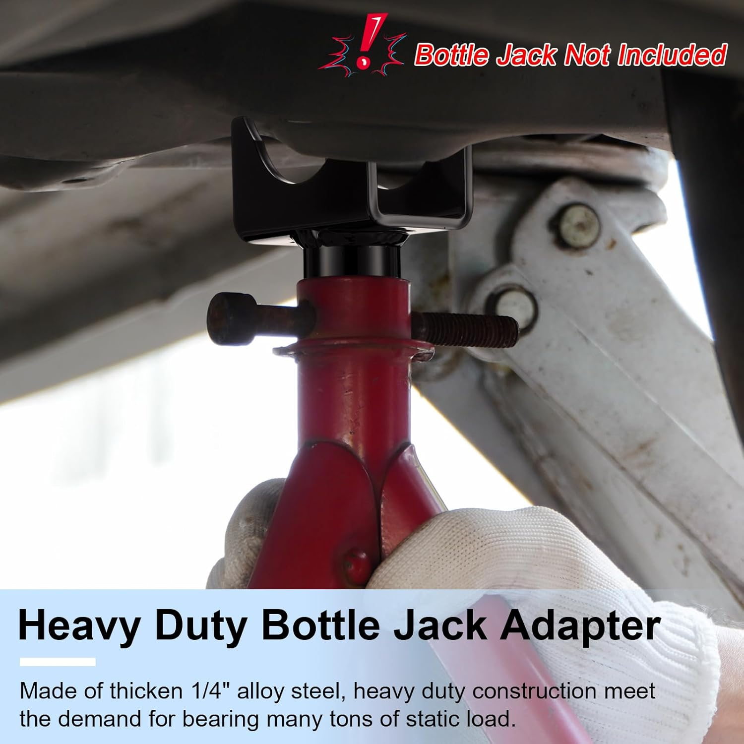 Bottle Jack Adapter Lifting Saddle for 2" 3" 4" round Axle Tube 2" Square Axle Tube, Bottle Jack Adapter Axle Saddle for within 1.5" Lifting Platform, for RV Trailer Garage Farm Ranch image number 4