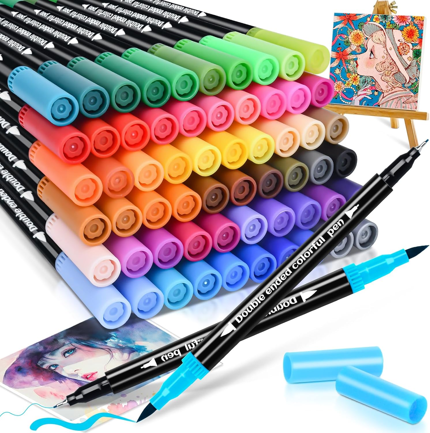 72 Colors Dual Markers Brush Pens, Art Markers Colored Pens for Adult Coloring Books, Brush and Fine Point Dual Tip Artist Colored Marker Set for Drawing Adult Coloring Hand Lettering