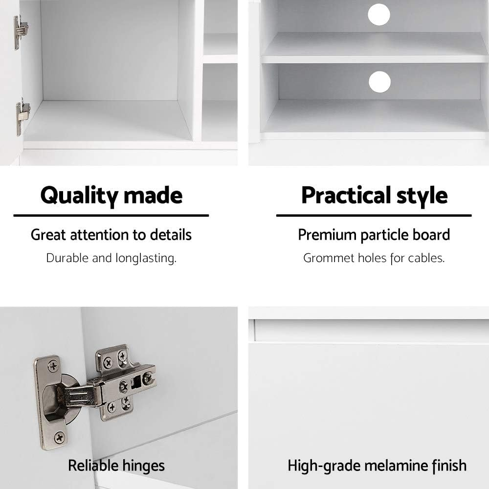 Artiss TV Unit Cabinet Entertainment Units, Wood Stand Table Cabinets Storage Shelf Organiser Cupboard Home Living Room Bedroom Furniture, with 2 Deep Drawer and Cable Management Holes White image number 6