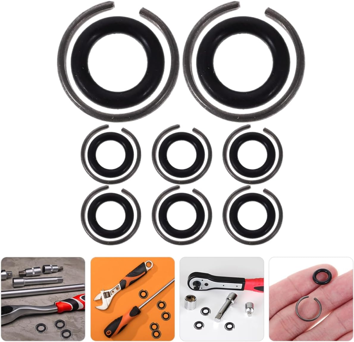 SHINEOFI 8Sets Impact Wrench Socket Retainer -Ring Kit for Power Tool Accessories Retaining for Electric Air Wrenches