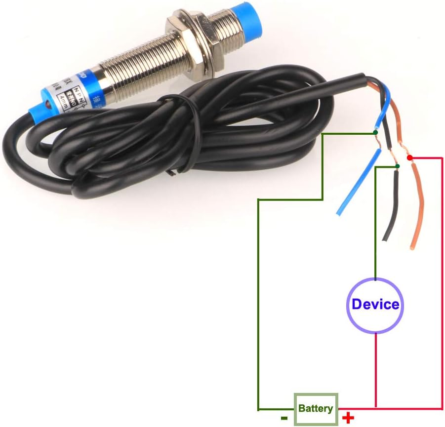 Gebildet 2Pcs Metal Inductive Proximity Sensor Detection Switch, LJ12A3-4-Z/BX Detector 4Mm 6-36 VDC 300 Ma NPN Normally Open (NO) 3-Wire