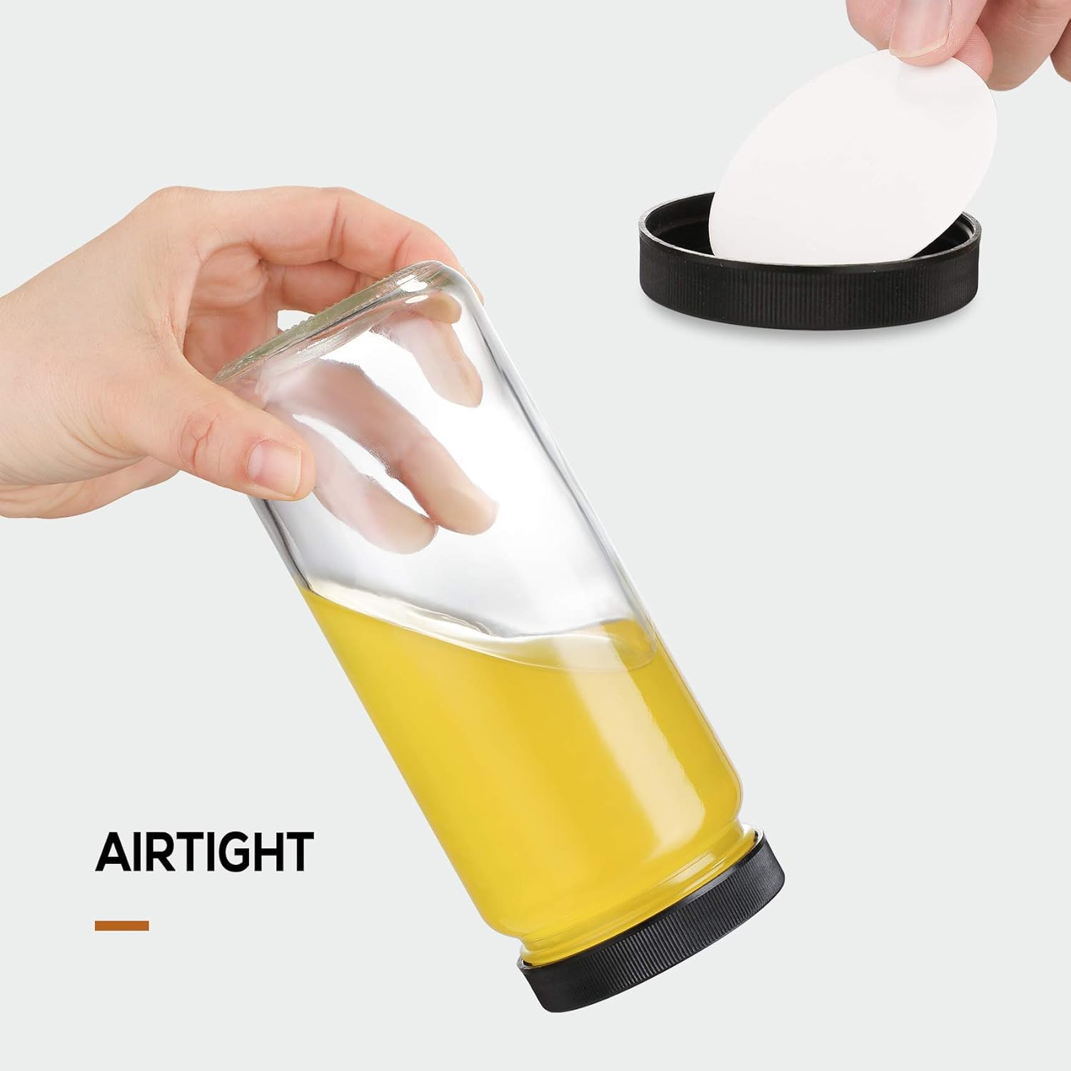 [ 8 Pack ] Glass Juicing Bottles with 2 Straws & 2 Lids W Hole- 16 OZ Travel Drinking Jars, Water Cups with Black Airtight Lids, Reusable Tall Mason Jar for Juice, Boba, Smoothie, Tea, Kombucha image number 2