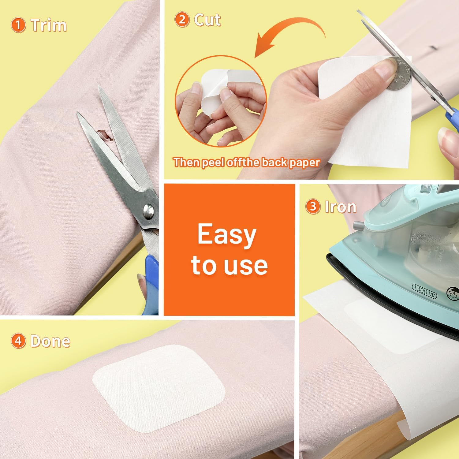 Transourdream Tru-White Iron on Fabric Patches for Clothes, Extra Large Iron on Repair Patch for Clothing, Jeans, Sheets, Duvet Cover, Curtains&Sofa, inside Use Fabric Patch,No Sewing(2 Pcs, 8.5"X11") image number 4