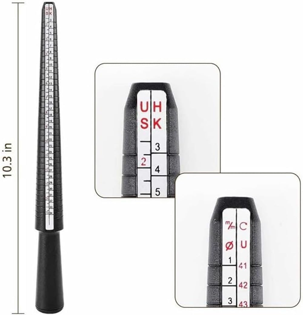 Ring Sizer Tool, Size Measuring Tool with Plastic Mandrel & Guage, Four Stick Jewelry and Gauge Finger Sizing for Making image number 6