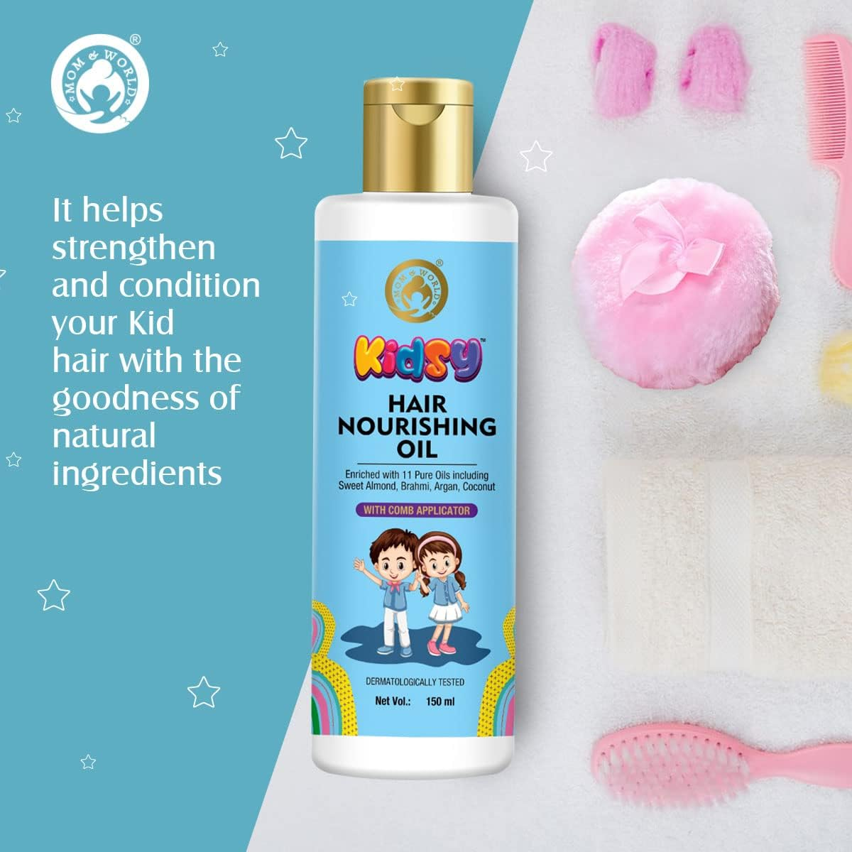 Mom & World Kidsy Hair Nourishing Oil with Comb Applicator for Kids, Dermatologically Tested, Enriched with 11 Pure Oils, 150Ml,1 image number 5
