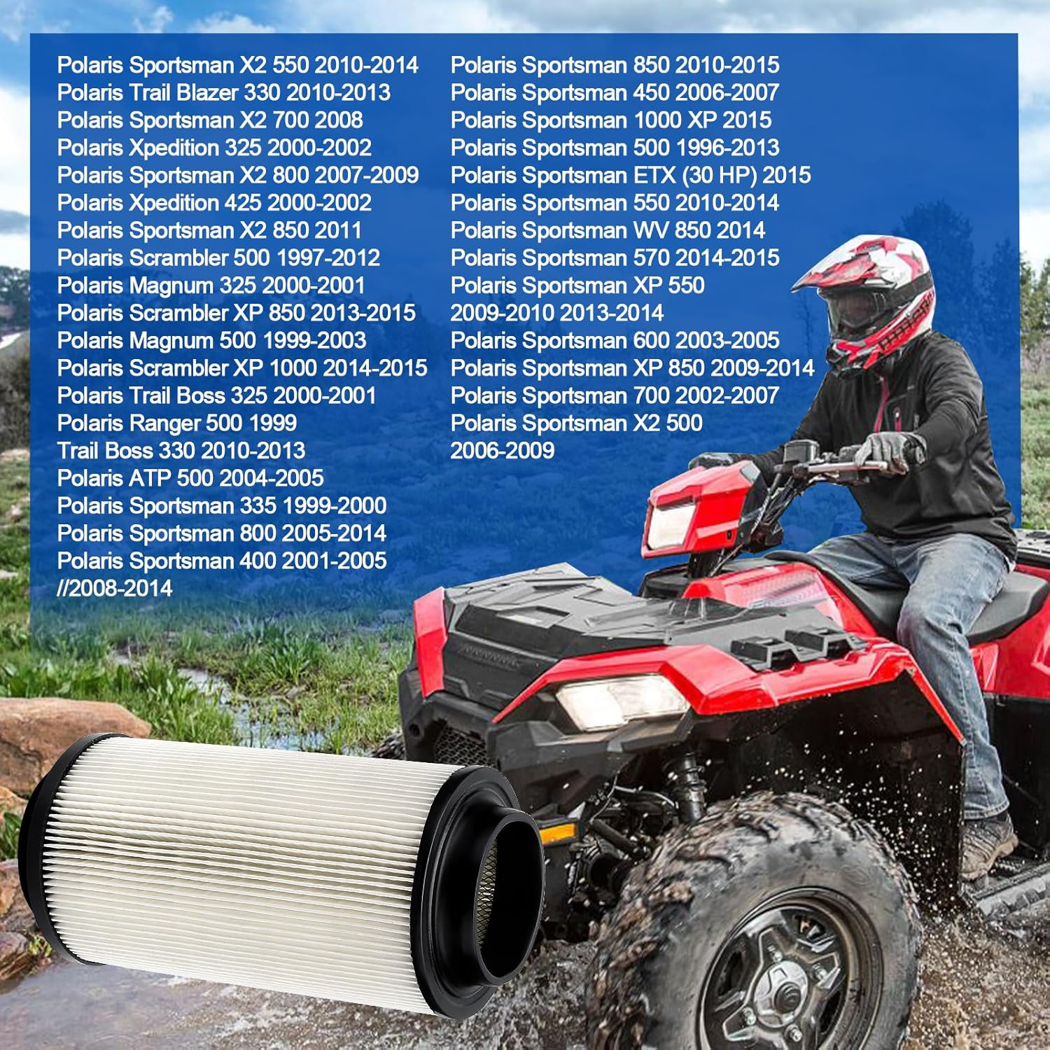 7080595 Air Filter for Polaris Sportsman 450 500 570 850 335 400 550 600 700 800 Scrambler Magnum Worker Xpedition ATV Parts image number 6
