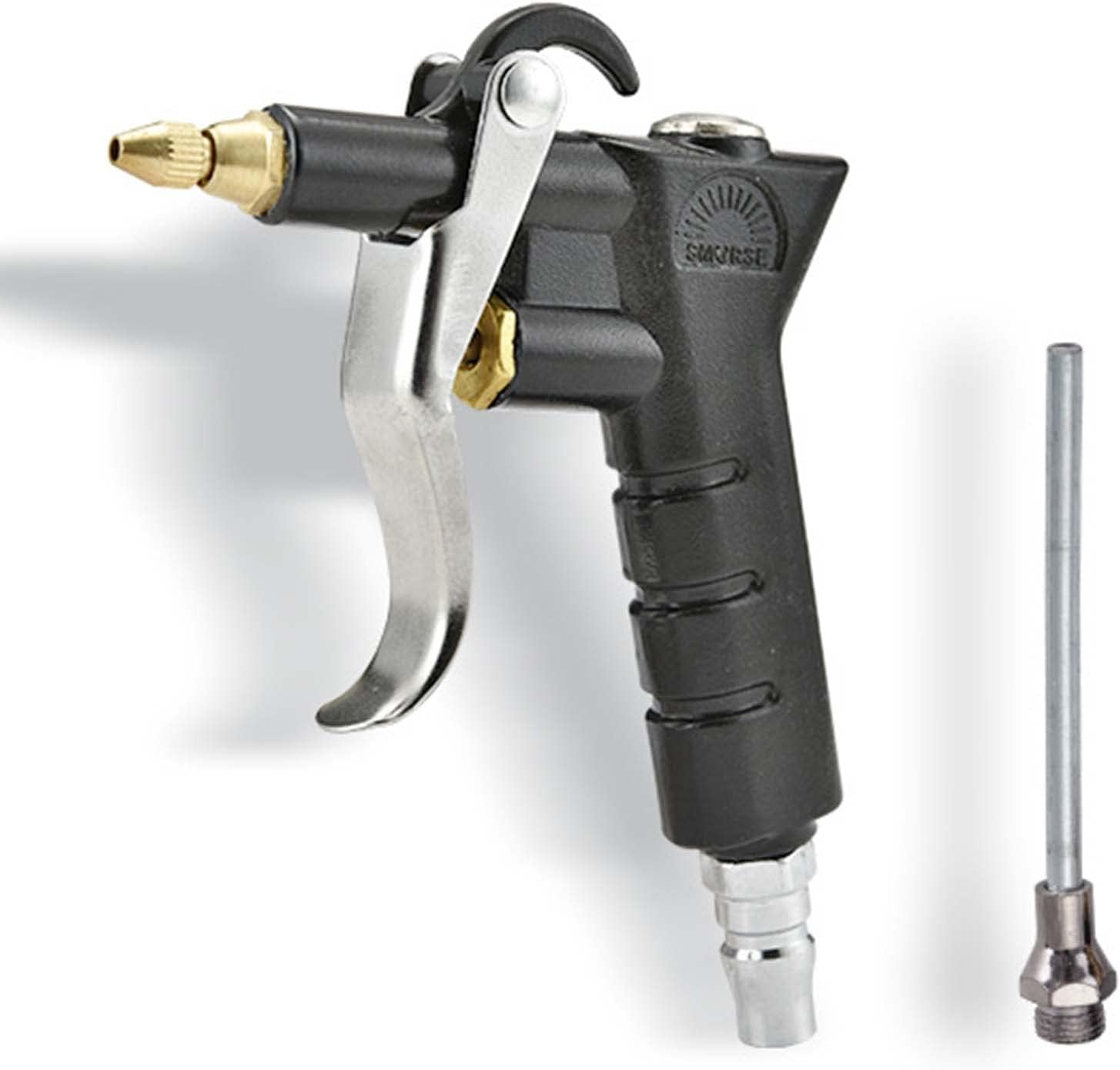 Industrial Air Blow Gun with a Brass Adjustable Air Flow Nozzle and 1 Aluminum Alloy Extended Air Blow Tube, Pneumatic Air Compressor Accessory Tool Dust Blow Blow Gun. (Short) image number 1