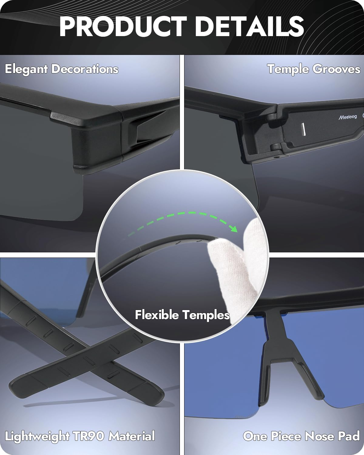 Meeloog Polarized Fit over Glasses Sunglasses for Men Women, UV Protection Sports Wrap around for Driving Cycling Fishing image number 4