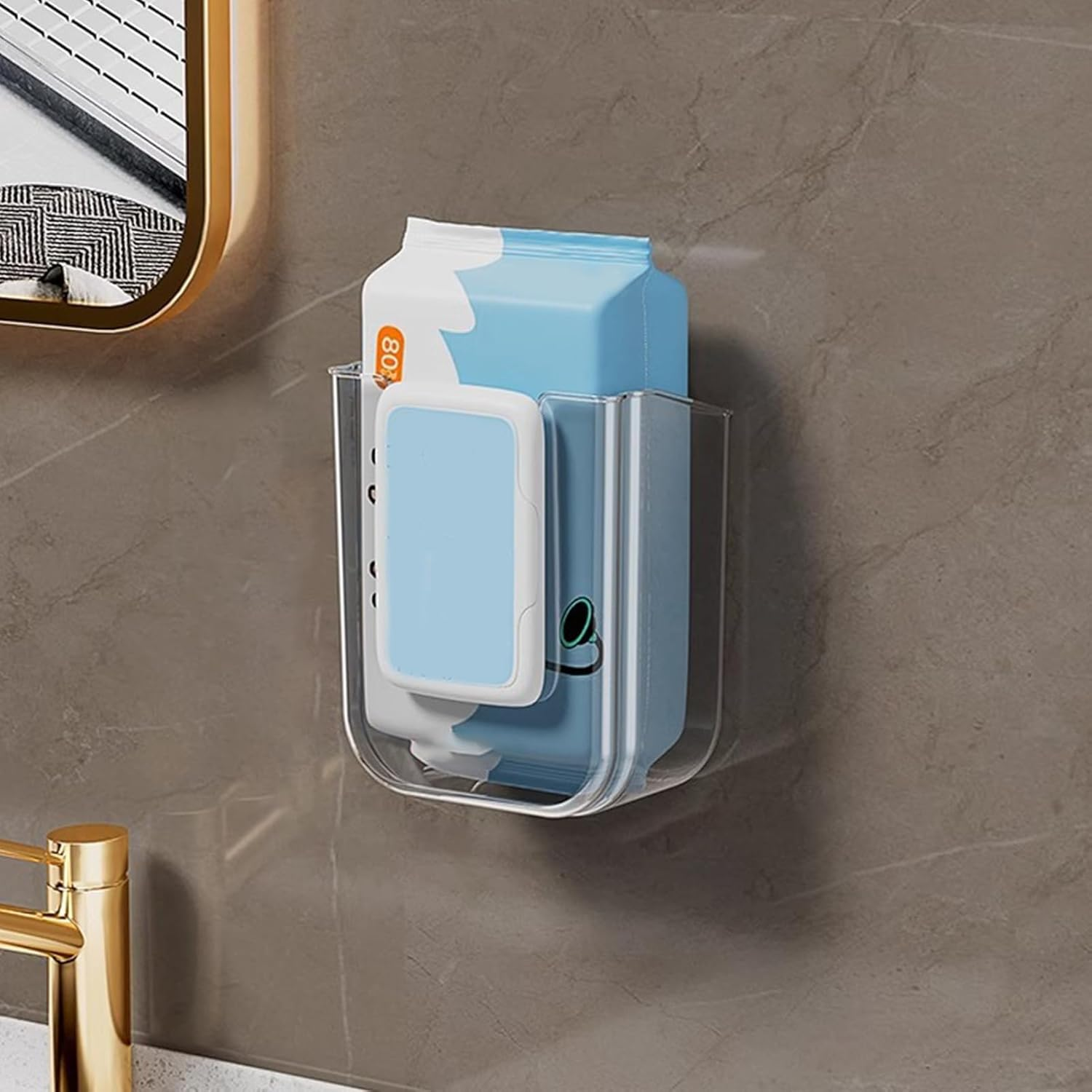 Bathroom Wipes Holder - Wall Mounted Storage Box Organizer | Refillable Tissue Dispenser for Bathroom Kitchen Bedroom Family Home image number 6