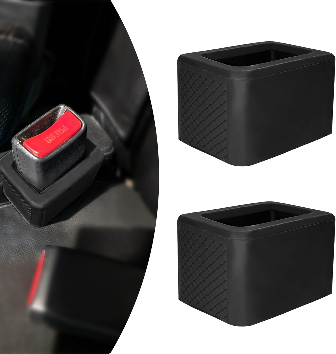 NTNEV 2PCS Seat Belt Buckle Holder, Silicone Seat Belt Buckle Booster, Keep the Seat Belt Buckle Upright and Stable, Raises Seat Belt Buckle for Easy Access, Car Accessories (Black)
