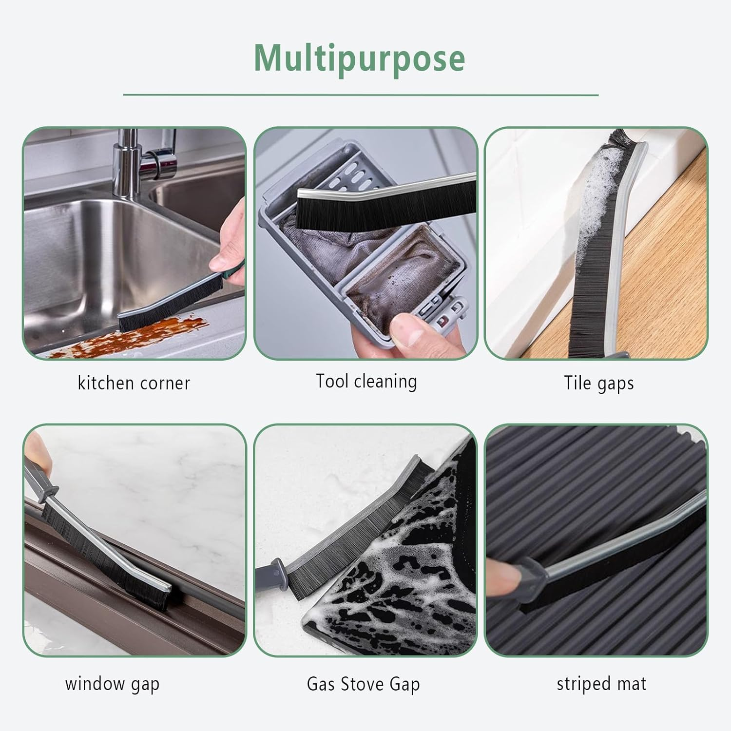 Crevice Cleaning Brush,2 Pcs Bathroom Crevice Gaps Cleaning Brush Groove Crevice Cleaning Tool for Narrow Corners in Home Kitchen Bathroom and Window Hard Bristle Crevice Cleaning Brush UK (2)