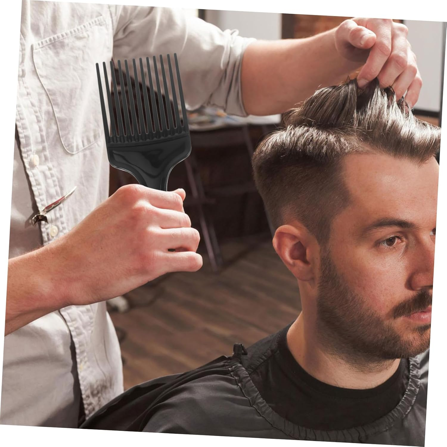 WEKADRIN 3Pcs Wide Tooth Rake Comb Hair Detangling Brush for Thick Long Hair Professional Styling Tool for Adults and Black