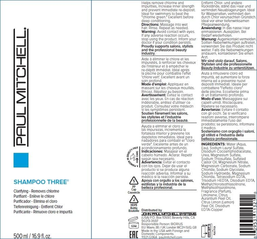 Paul Mitchell Shampoo Three for Unisex 16.9 Oz Shampoo image number 3