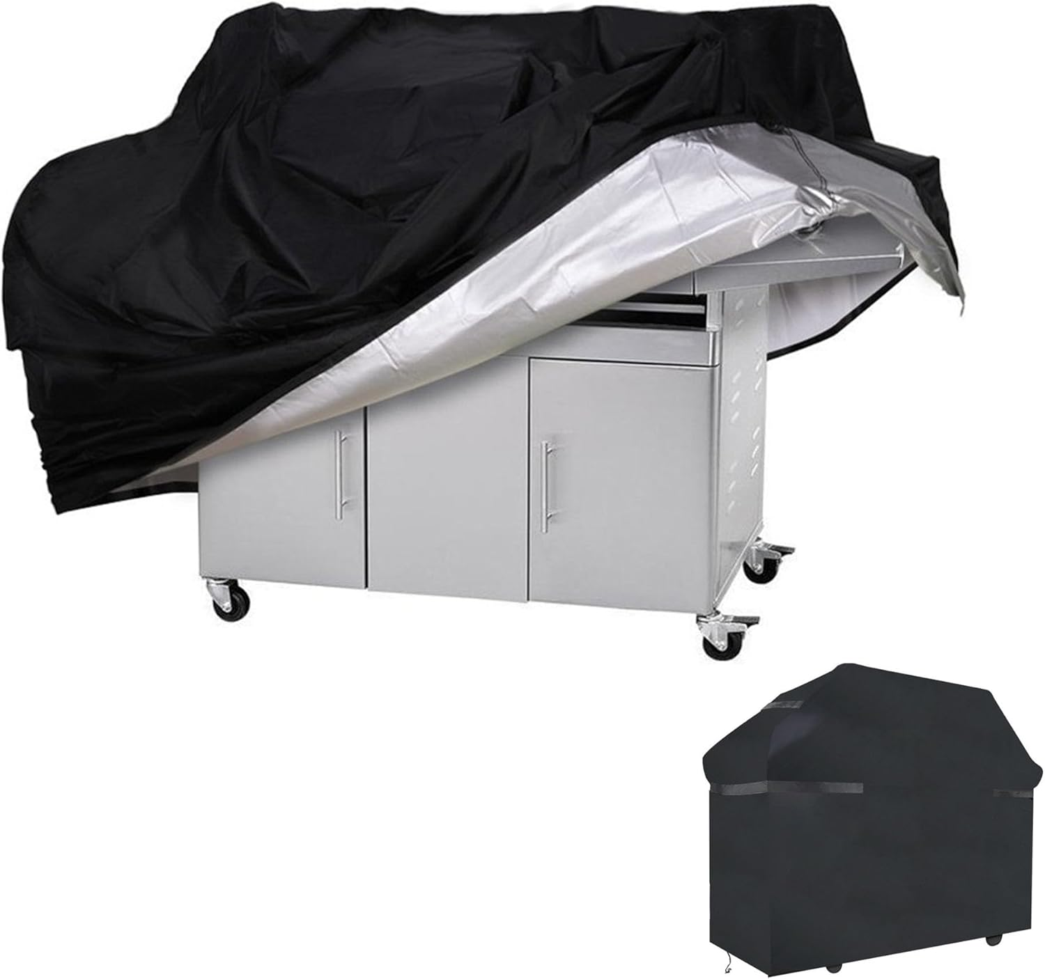 Reyoung 2Pcs 420D BBQ Gas Grill Cover Heavy Duty Waterproof, Dust-Proof, Anti-Uv, Cover with Drawstring and Adjustable Straps for Weber, Dyna-Glo, Nexgrill &ndash; Gas Grill Cover (190 * 71 * 117CM) image number 1