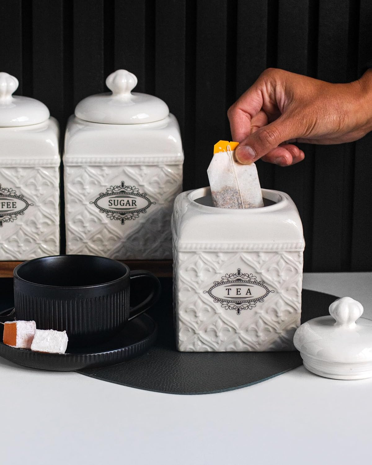 The House of Florence Florentina Set of Three Canister Set for Sugar, Tea and Coffee image number 5