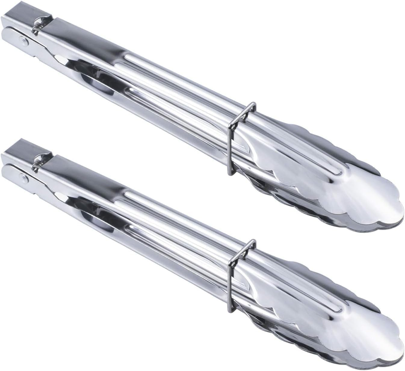 9-Inch Stainless Steel Kitchen Tongs (2-Piece Set) - Scalloped Gripping Edge for Cooking & Serving image number 3