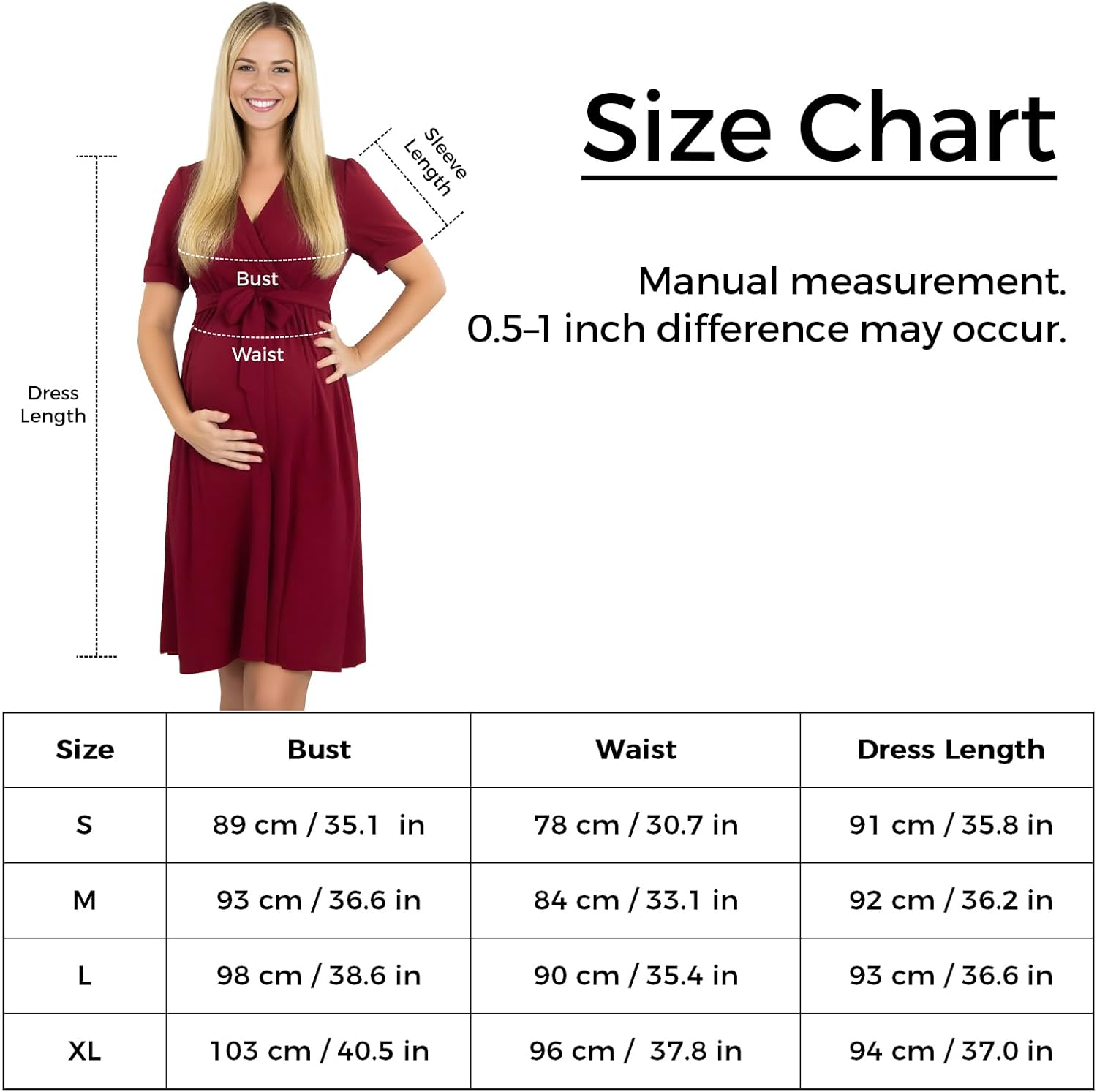 Maternity Summer Dress &ndash; Solid Color Casual Elbow Sleeve Pregnancy Dress for Women