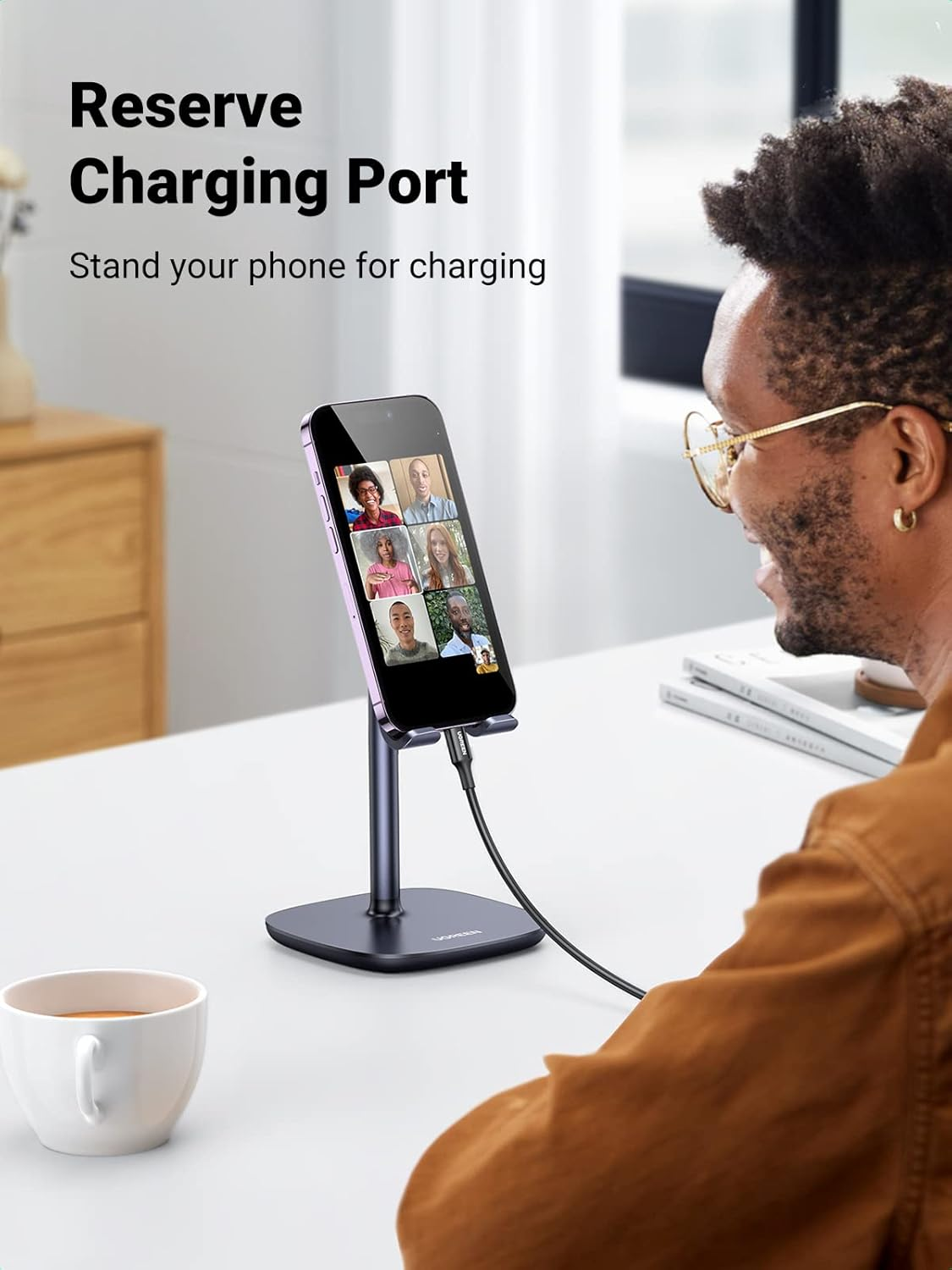 Ugreen 60324 Adjustable Desktop Phone Stand, Black image number 5