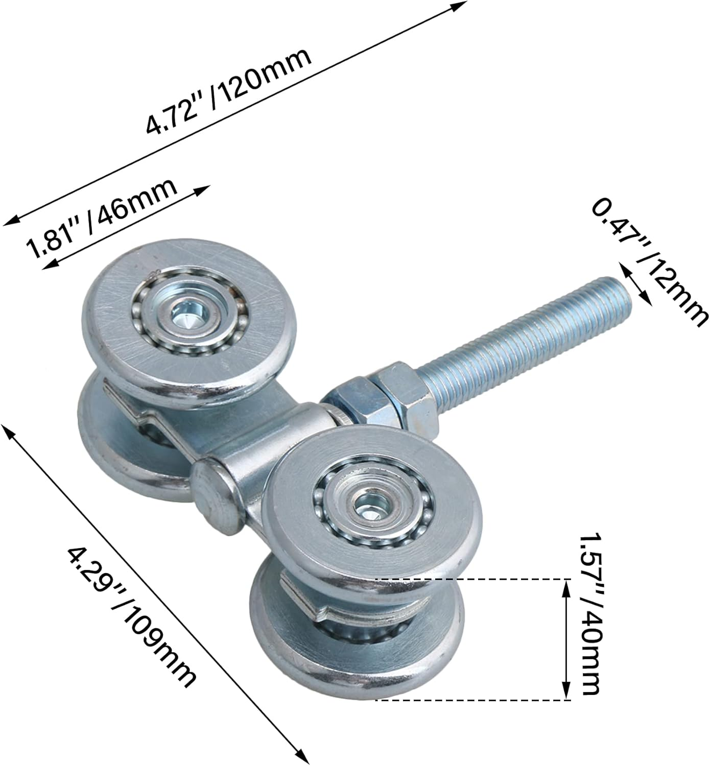 BQLZR Steel Double Wheel Rail Hanging Trolley Barn Door Track Rollers H3-3 Pack of 2 image number 1