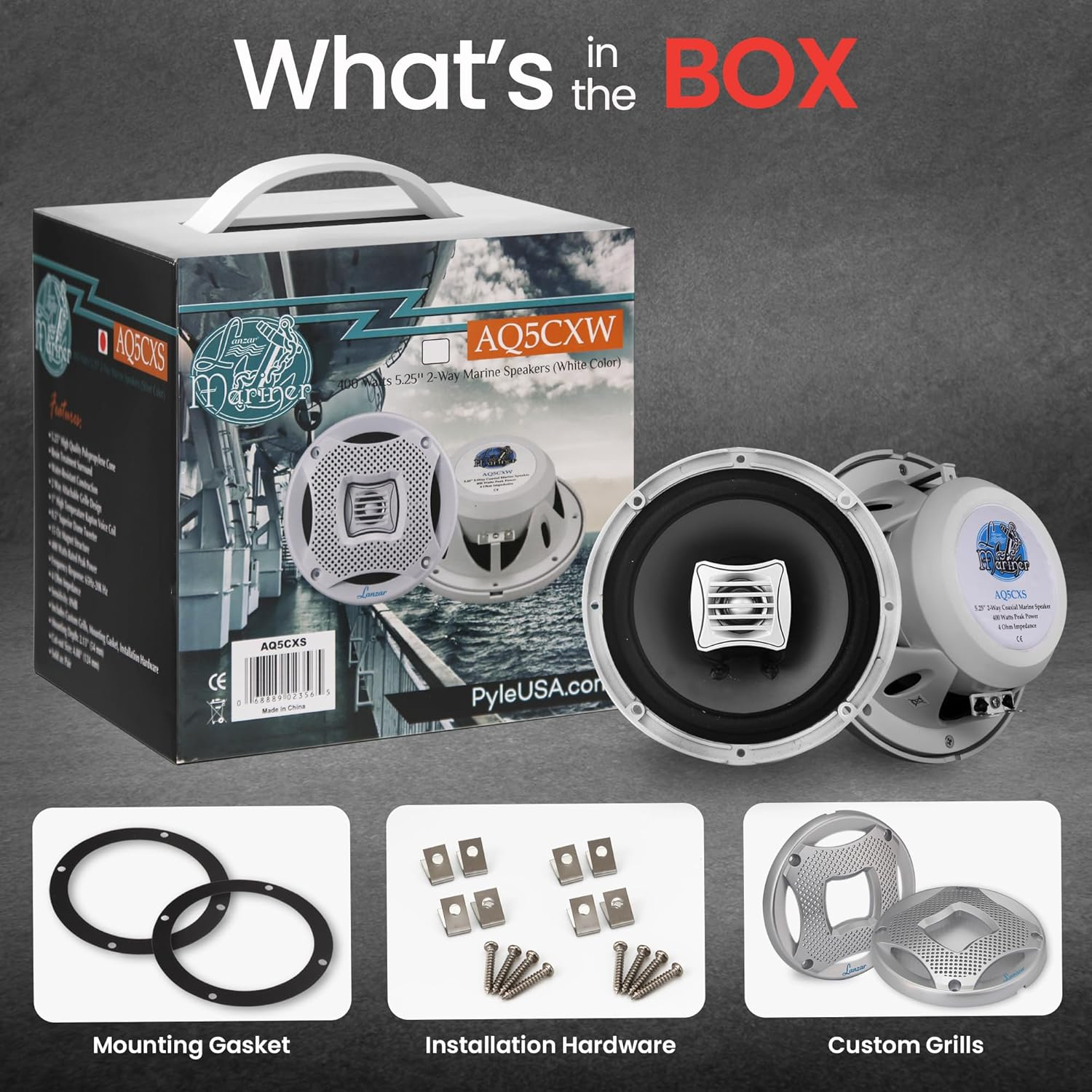 Lanzar AQ5CXS 400 Watts 5.25-Inch 2-Way Marine Speakers Silver image number 4