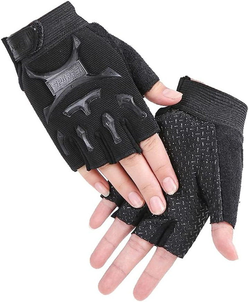 Kids Road Bike Gloves Half Finger MTB Cycling Gloves Roller Skating Mitten Breathable anti Slip Shock Absorbing Workout Gloves Short Sports Gloves Fingerless Riding Fishing Golf Gloves for Boys Girls
