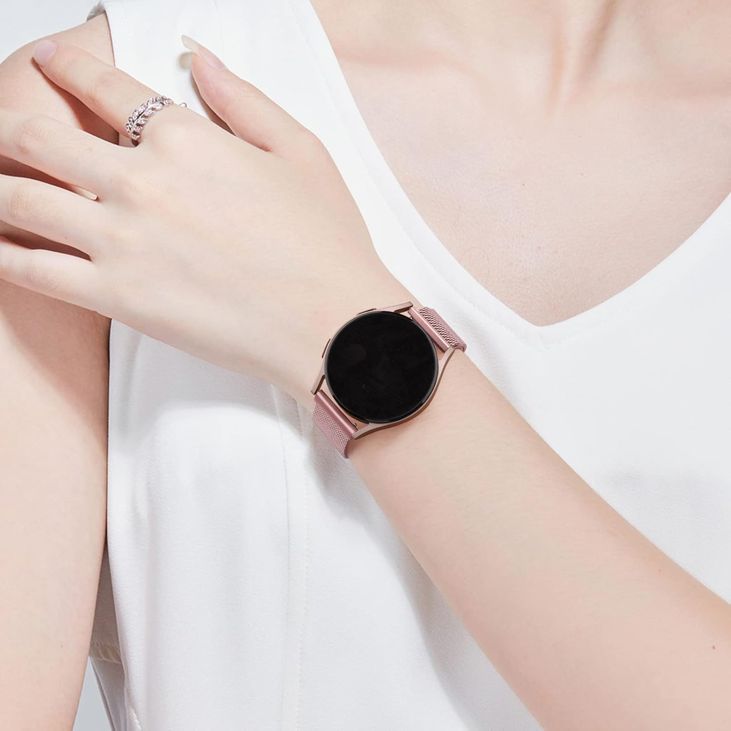 Metal Stainless Steel Bands for Samsung Galaxy Watch 5 Bands 40Mm 44Mm/Galaxy Watch 6 Band/Galaxy Watch 4 Band Women Men, Magnetic Milanese Mesh Strap for Galaxy Watch 6/6 Classic/5/5 Pro/4/4 Classic/3 image number 2