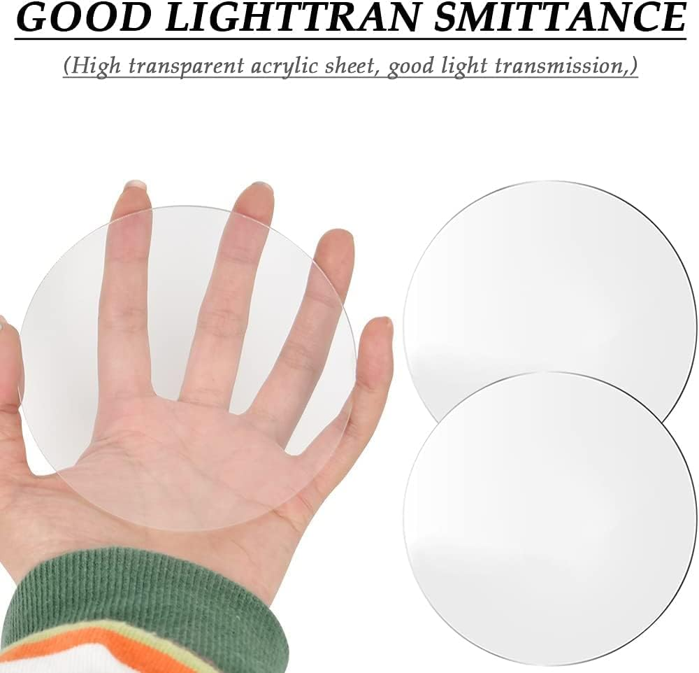 40 Pieces 2Mm Thickness Clear Circle Acrylic Sheets, 10Cm round Panels, Blanks Transparent Circle Disc Ornament for Children Monthly Milestone Cards Picture Painting DIY Arts Crafts Projects Board image number 3