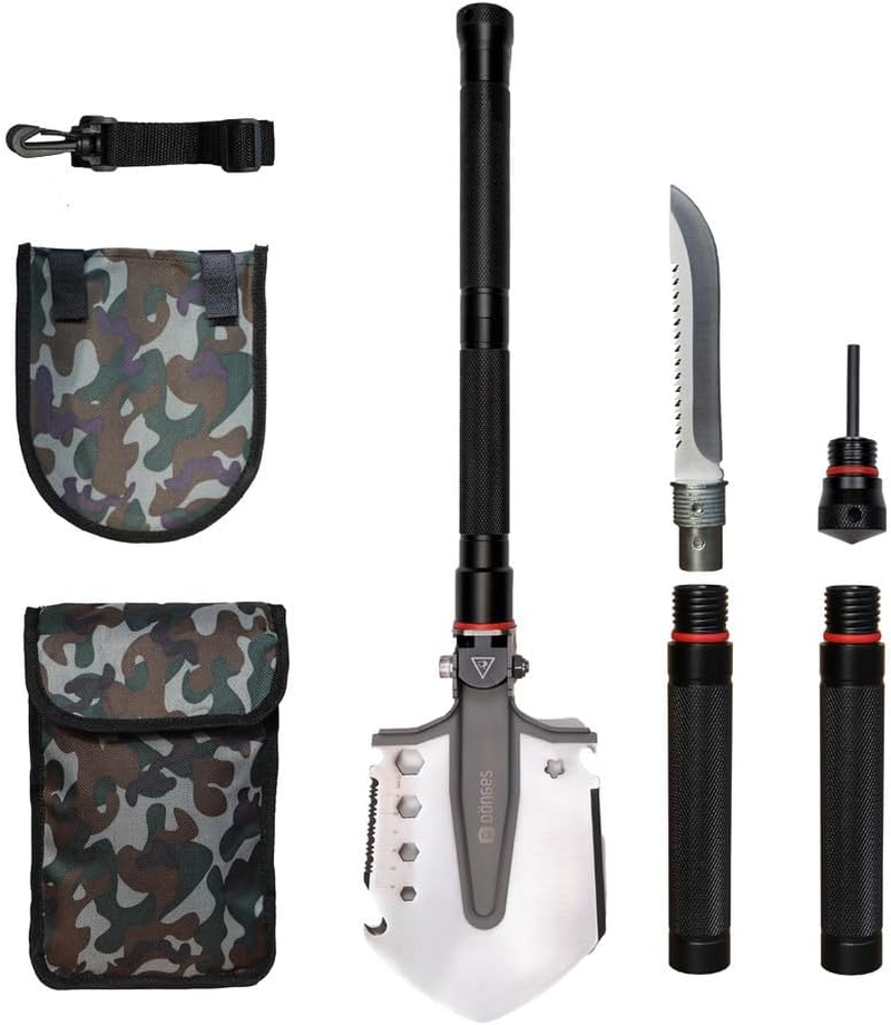 D&ouml;nges Multifunctional Folding Shovel Including 3 Lengths | Combination Shovel Made of Stainless Steel | Multi-Purpose Folding Shovel for Survival, Hiking, Camping | Survival Equipment with Camouflage image number 2