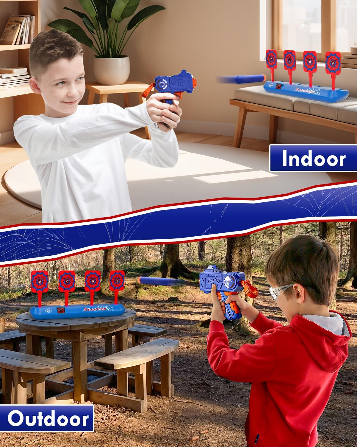 Lehoo Castle Target, Toys for 3 4 5 6 Year Old Boys, 4 Electronic Digital Auto Gun Target, Shooting Targets with 20 Bullets 2 Wrist Bands for Boys Girls